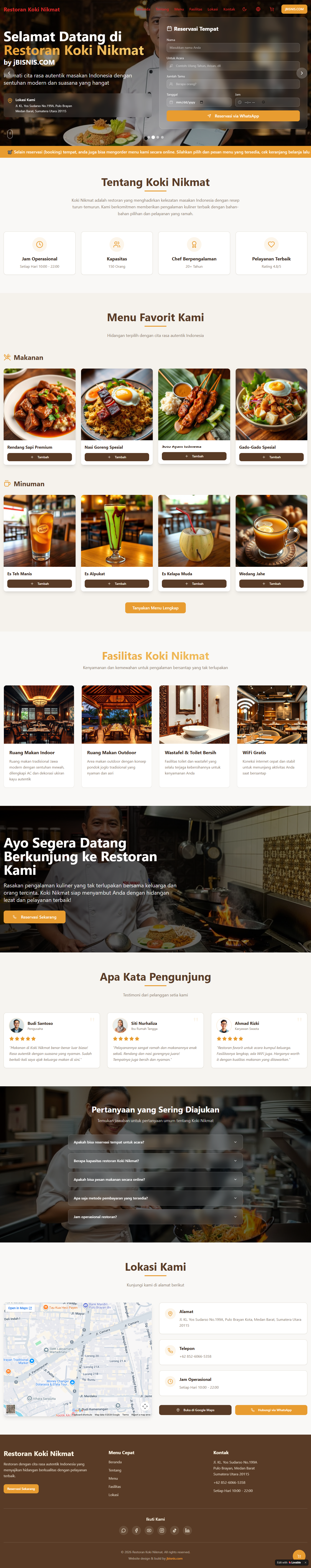 Website usaha restoran koki nikmat